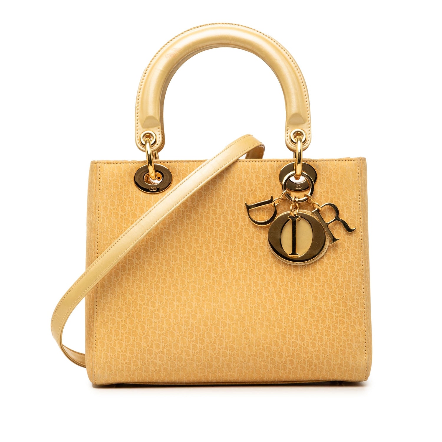 Medium Lady Dior Yellow Oblique Suede