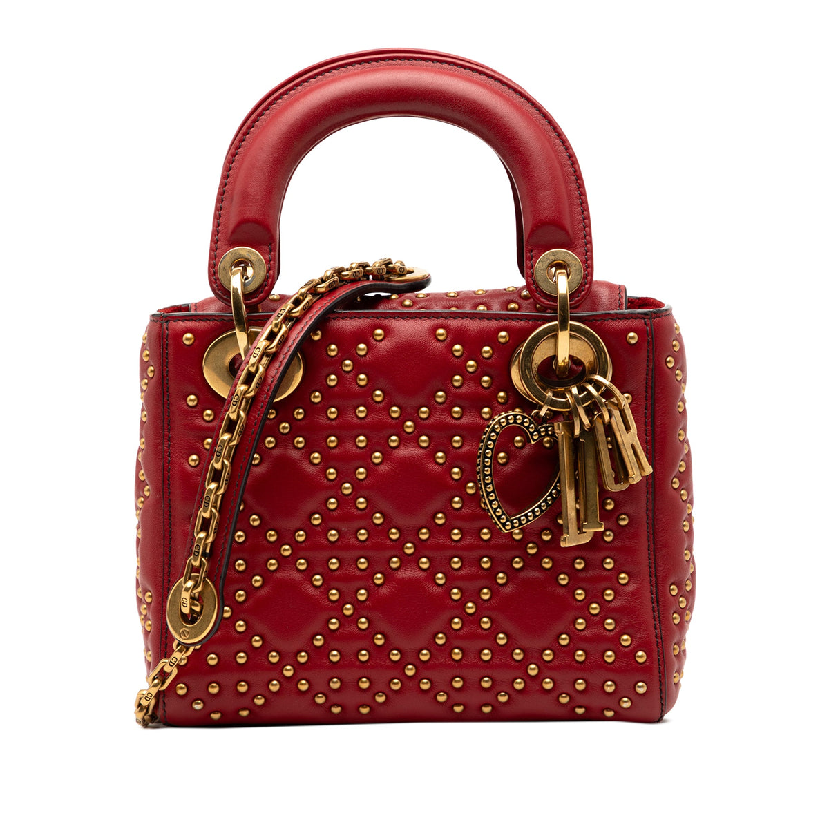 Mini Lady Dior Studded Red Lambskin